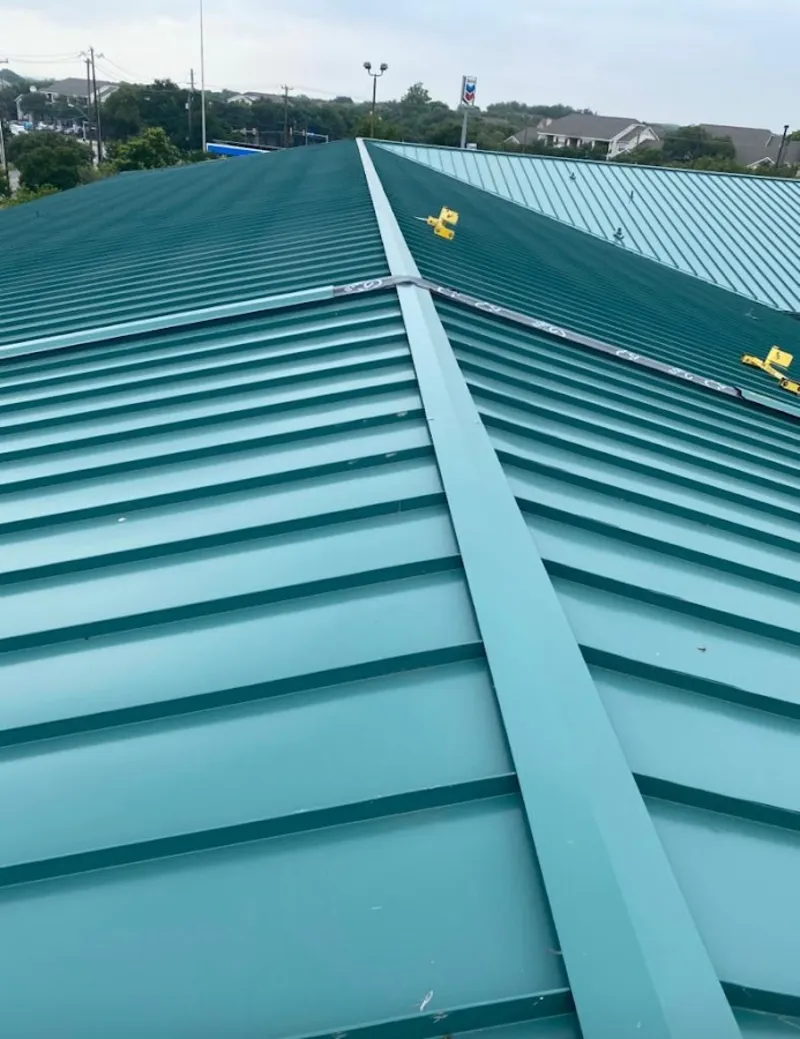 Green commercial metal roof ridge and valley for Metal Roof Repair in New Port Richey